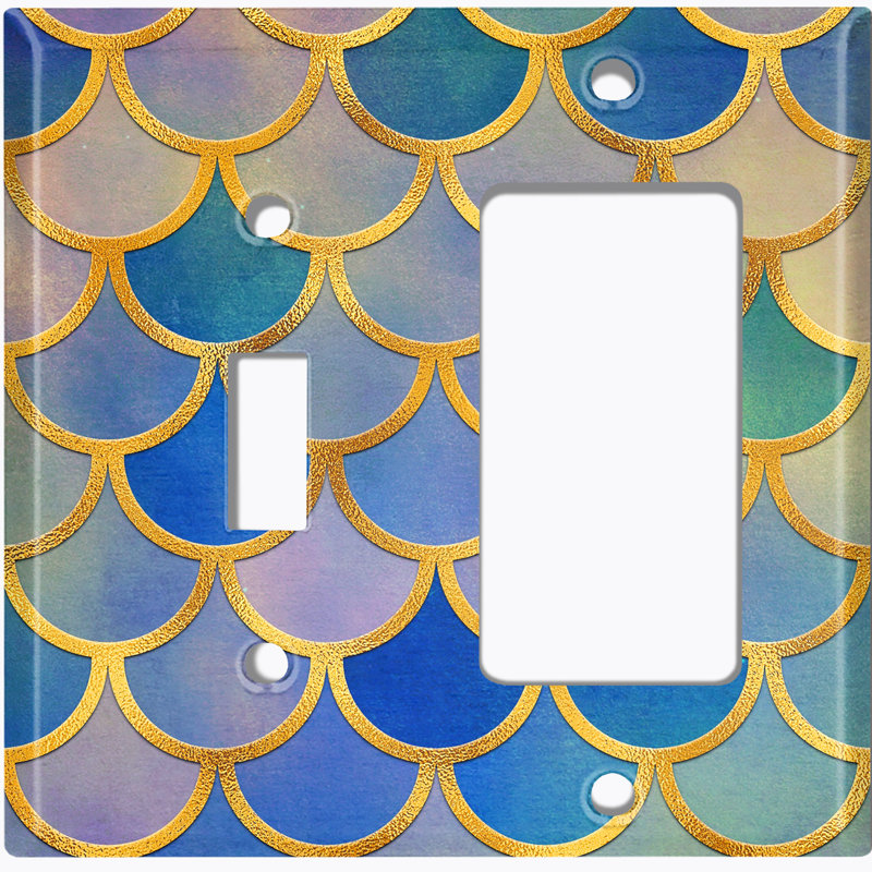 Plaque murale 2 bandes Mermaid, Bleu/jaune