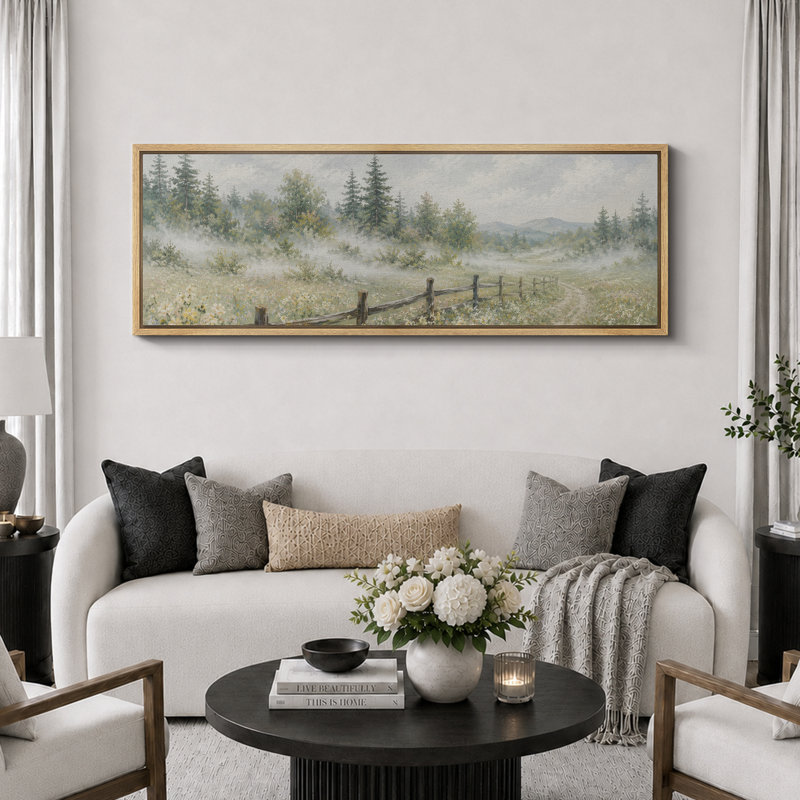 Misty Meadow Fence, 20" H x 60" W x 1.5" D, Natural Frame