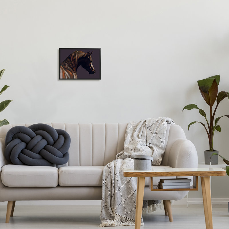 «Dark Horse Animal Portrait» encadré sur bois par Kim McElroy, peinture, Giclée encadrée noir minuit, H 11 po x l 14 po
