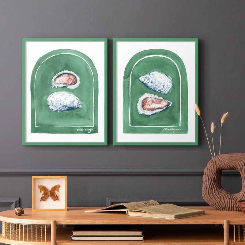 East Coast Oysters I-Premium, reproduction encadrée - prête à être accrochée - aucun clou requis - aucun clou requis, Gris