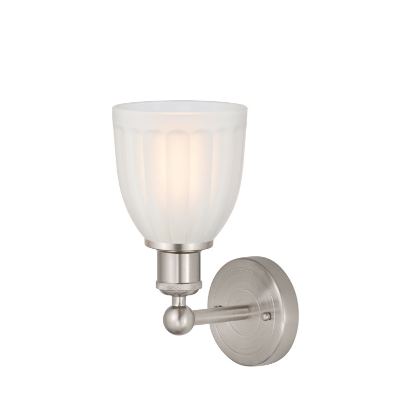 Caroleen Armed Sconce, White, Brushed Satin Nickel