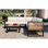 Ensemble de 4 chaises de jardin pour l'extérieur, canapé modulaire en L et structure en bois avec coussin moelleux et tables basses pour le jardin, la cour, le porche et la terrasse