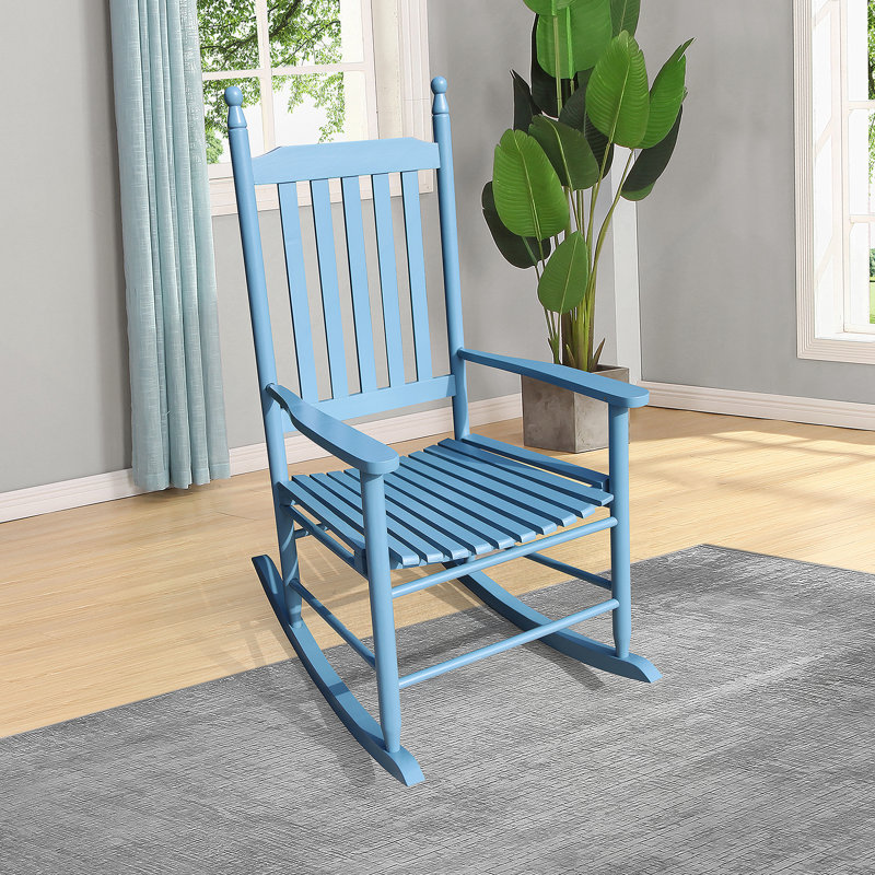 Chaise berçante en bois, Bleu