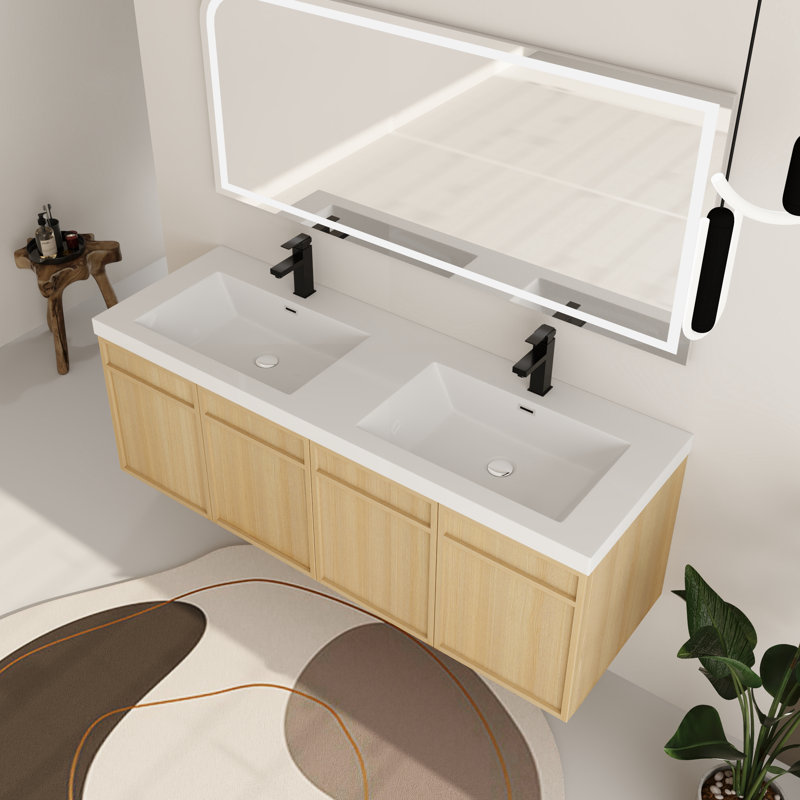 Ensemble de meuble-lavabo double 60 po avec plateau en résine Melsonby, 60"