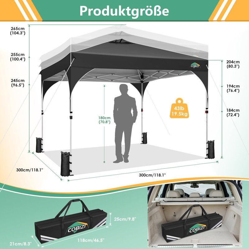  Tente d'auvent 10 x 10 Ez Up Pop Up , Noir