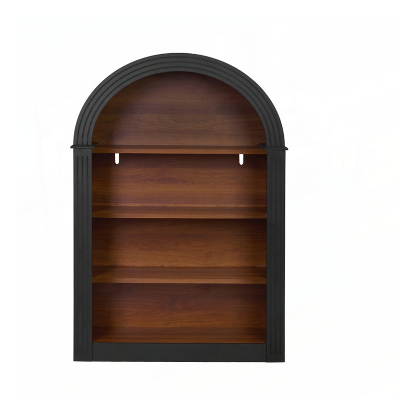 Bibliothèque en bois Russell avec 4 tablettes ouvertes Russell, Black/Walnut