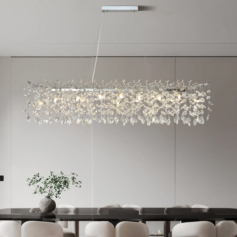 Lustres en cristal Erdenheim, Argent argent, H 15,7 po x l 60 po x P 16,2 po