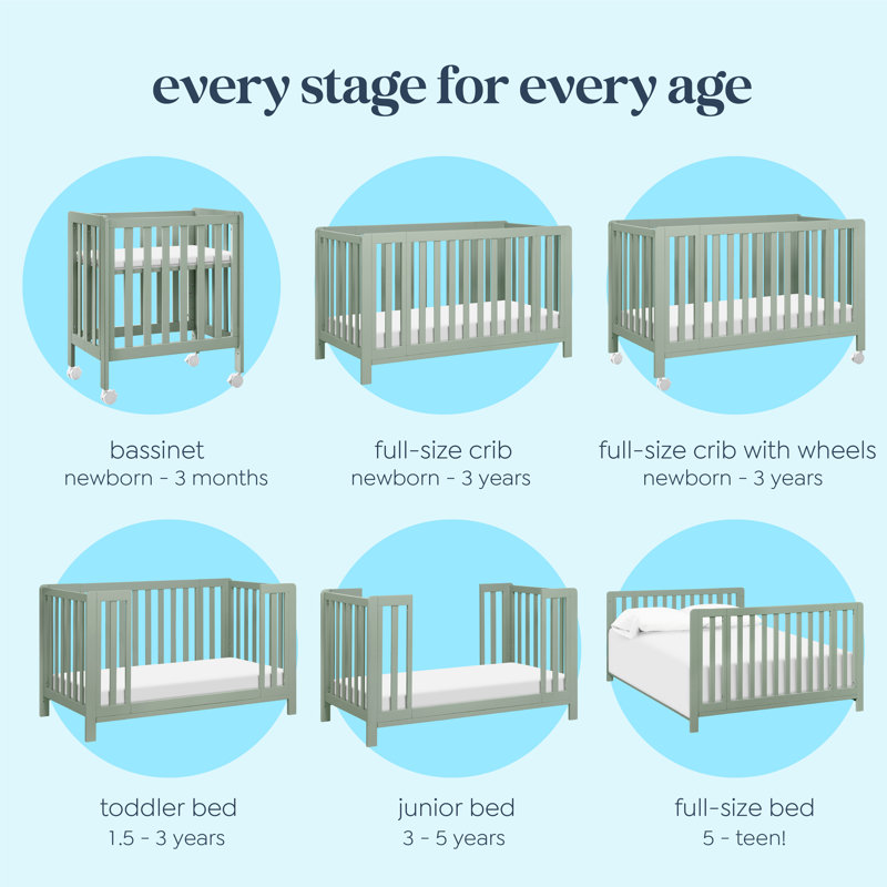 Lit de bébé convertible 6 en 1 Colby GROW, Sauge pâle