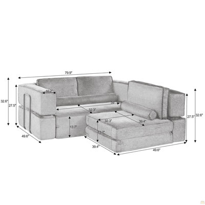 Le grand canapé moderne en velours côtelé peut être combiné librement, convenant au salon, au château parent-enfant et au canapé modulaire