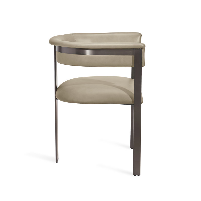 Darcy Upholstered Arm Chair, Taupe, Genuine Leather Graphite
