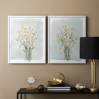 «Chamomile Bouquet I», reproduction encadrée de qualité supérieure - prête à être accrochée - aucun clou requis - aucun clou requis