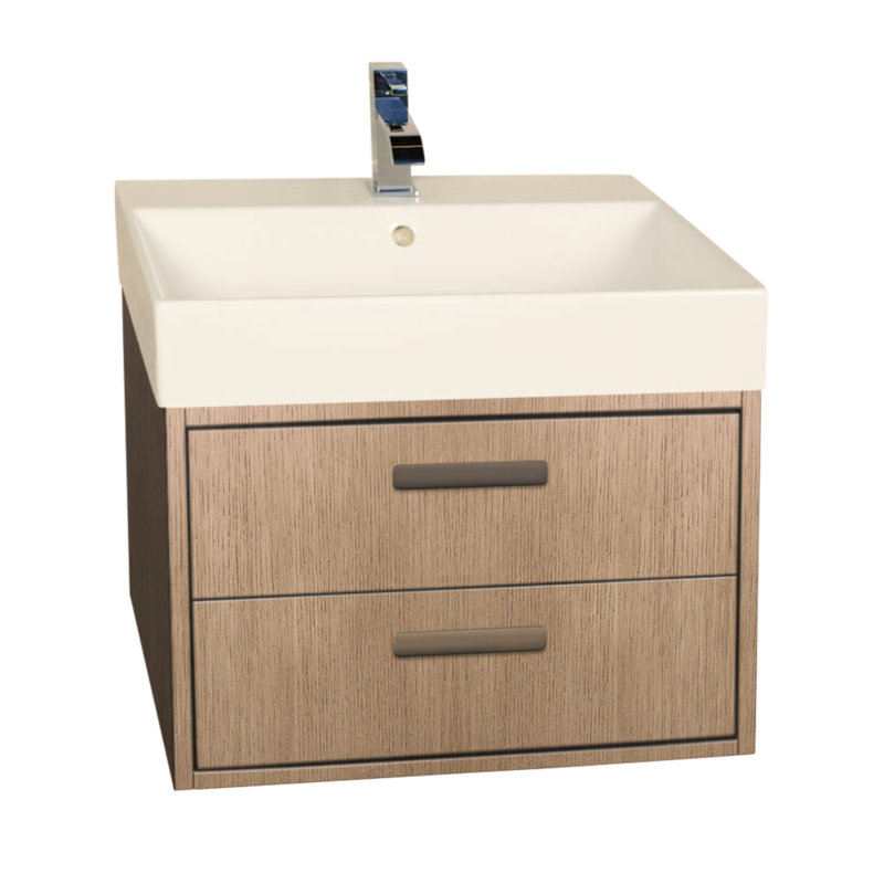 Aquasei 23.12'' W Single Bathroom Vanity Base, Weathered Oak