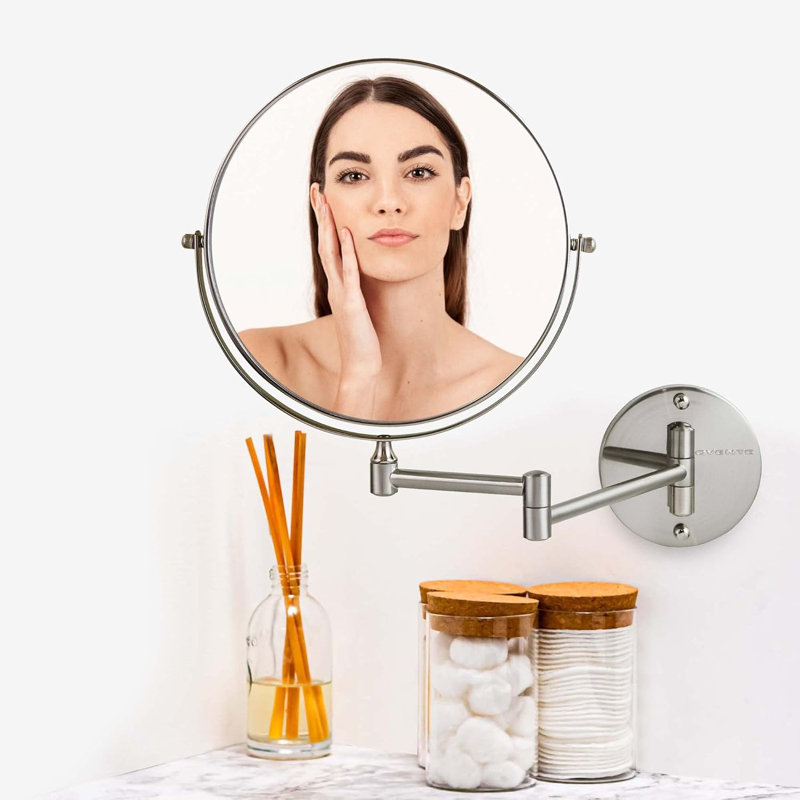Miroir de maquillage et de rasage, Nickel brossé, 10