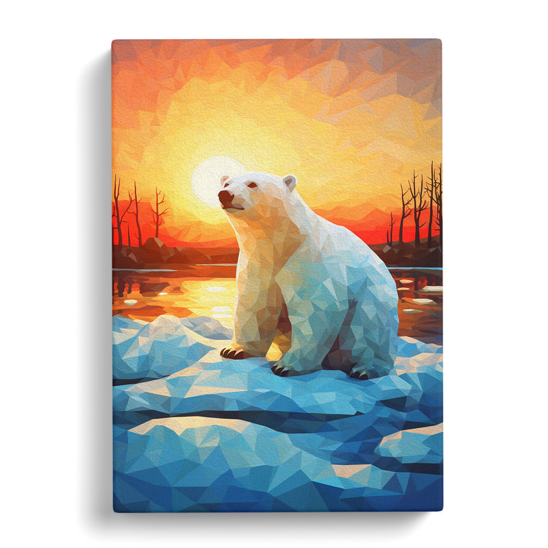 Polar Bear Cubism - Wrapped Canvas Print, 76cm H x 50cm W x 3cm D