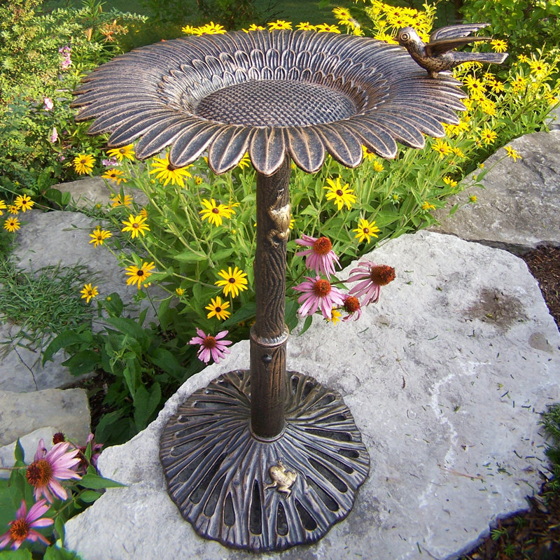 Easter Compton Aluminum Pedestal Birdbath, Antique Bronze