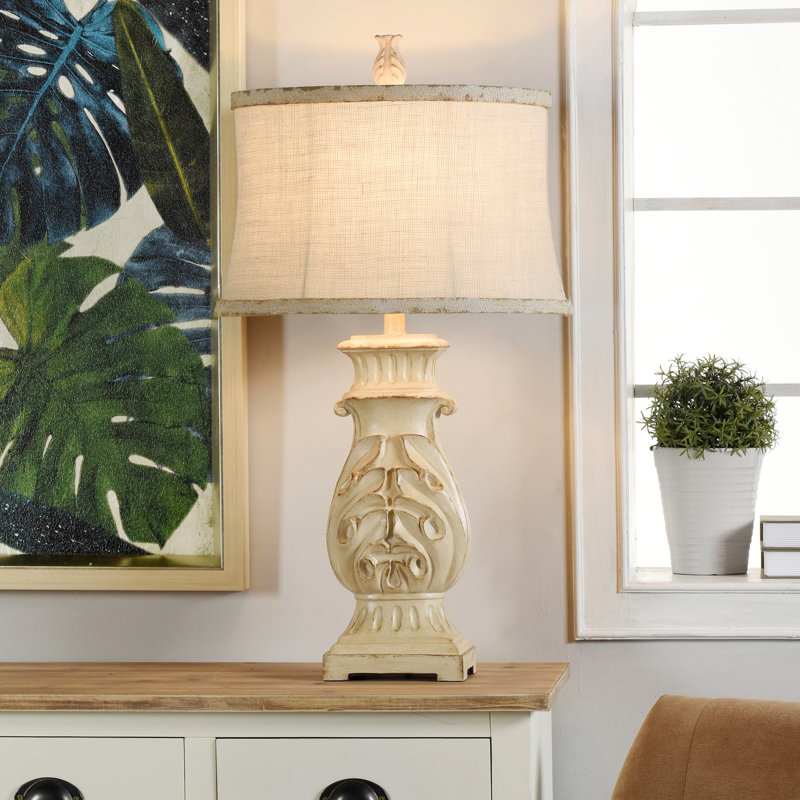 Jackson Heights Resin Table Lamp, Distressed Antique White