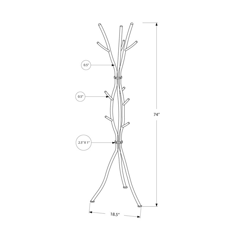 Coat Rack, Hall Tree, Free Standing, 11 Hooks, Entryway, 74"H, Bedroom, Contemporary, Modern, White