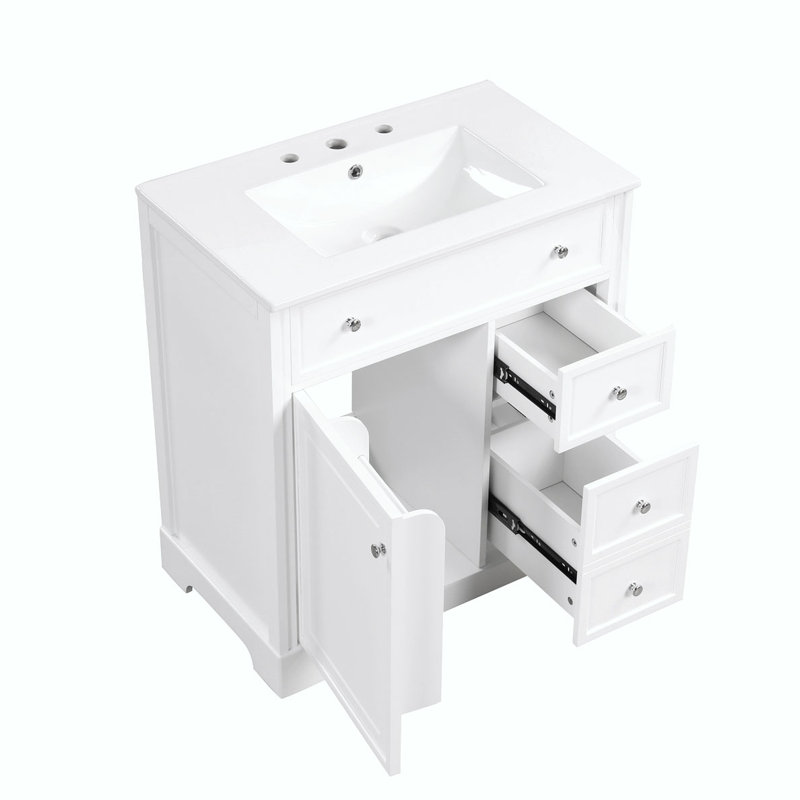 Meuble-lavabo de salle de bain avec lavabo, Blanc