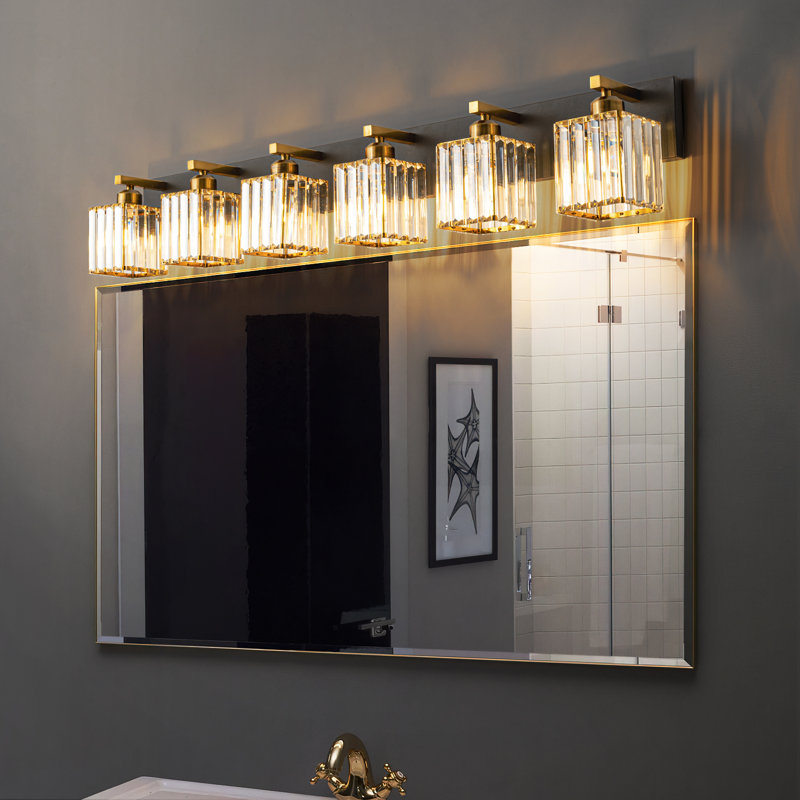 Lanceton Dimmable Vanity Light, Black/Gold, 6 Lights