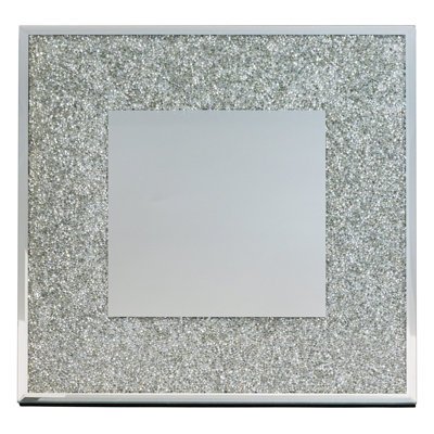 Sparkles Home Regent Square 14" Rhinestone Charger Plate | Mirrored Glass | Cushioned Base