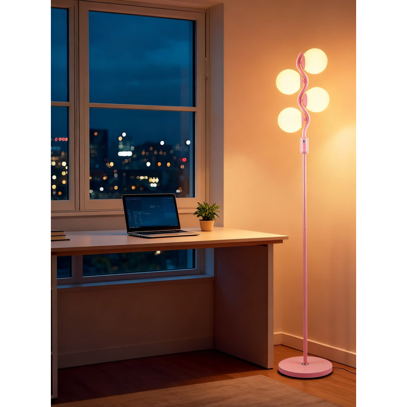 Lampe sur pied 64 pouces à intensité variable avec 4 ampoules G9, lampe sur pied de style Mid-Century avec gradation continue pour le salon et la chambre à coucher