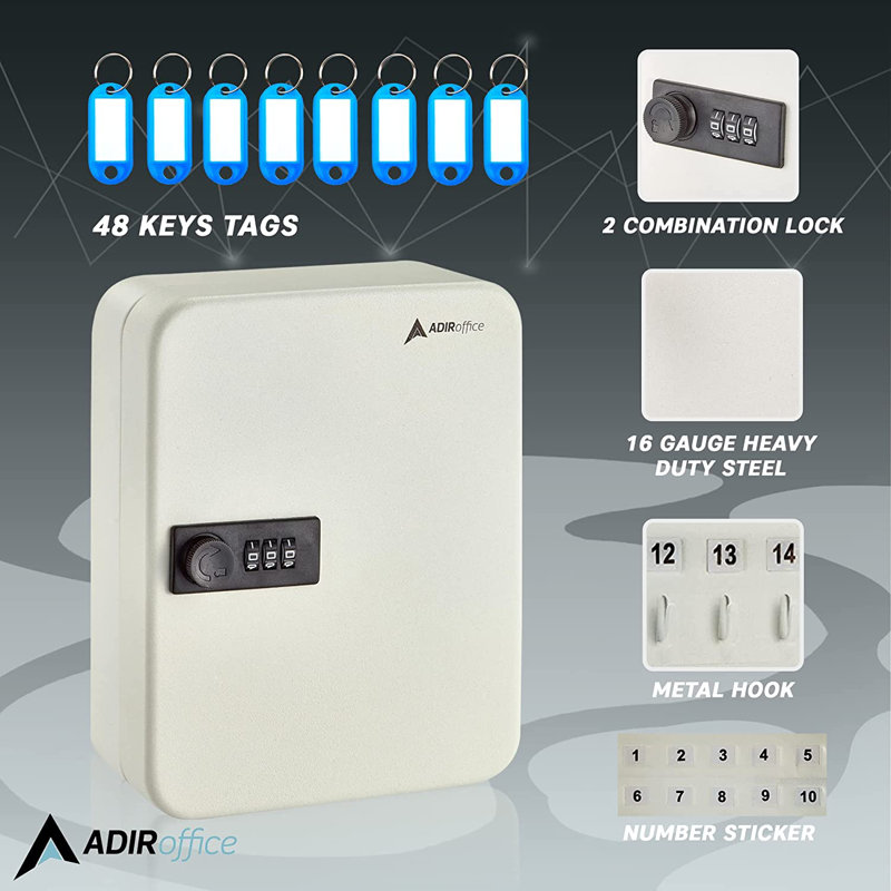 Key Cabinet with Dial / Combination Lock, WHite