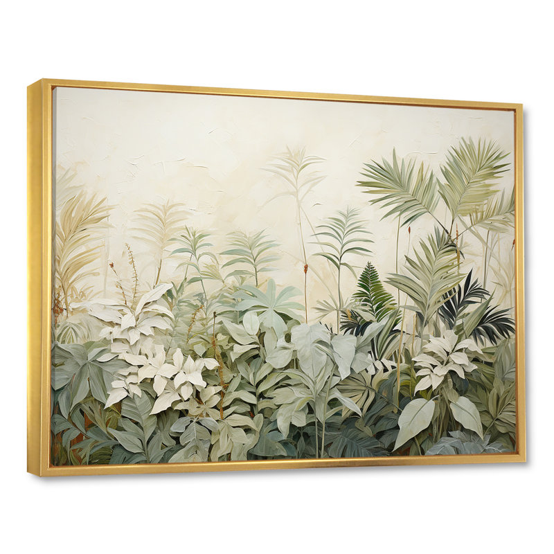Paysage rétro de la jungle I - art mural jungle, Cadre flottant doré, H 30 po x l 40 po