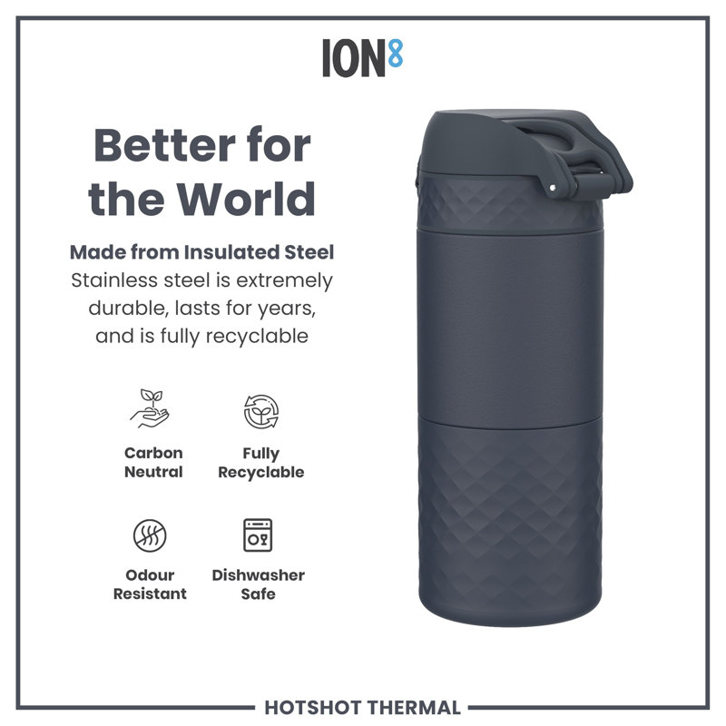 Ion8 Vacuum Insulated Stainless Steel Travel Mug, Ash Navy