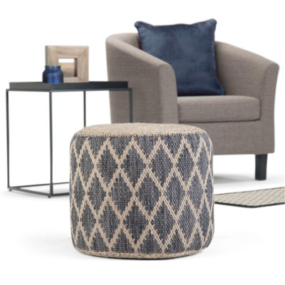 Pouf rond en jute et en coton tissé à la main de 18 po Edgeley