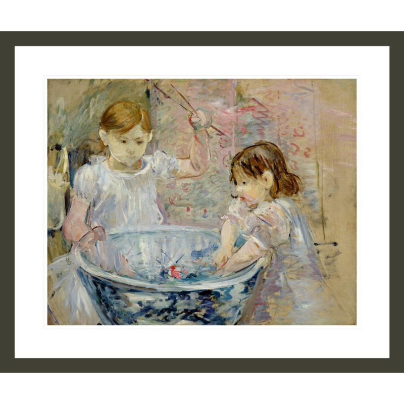 «Enfants à la vasque» par Berthe Morisot - Estampe numérique encadrée, H 23,5 po x l 27,84 po