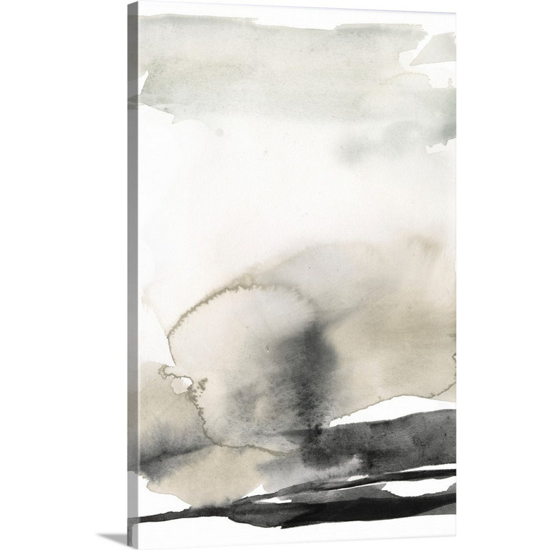 «Ebony Horizon Triptych III» par Jennifer Goldberger - reproduction d'art, H 30 po x l 20 po x P 1,25 po, Toile tendue