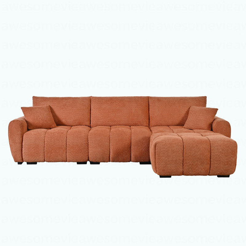 110" Modular Sectional Sofa, L Shape With Extra-Large Seat, Pull-Line Design, Movable Ottoman, High Density Foam, Free Combination, Sturdy Metal&Wood Frame, Boucle Fabric
