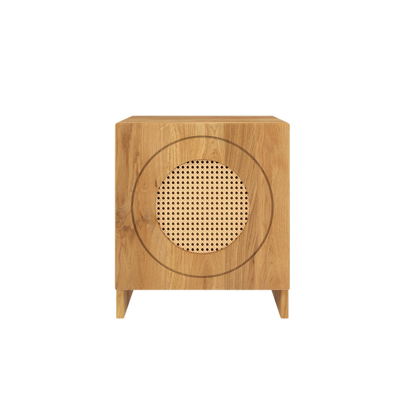 Shawny 44cm W Solid Wood Bedside Table, Natural Varnish