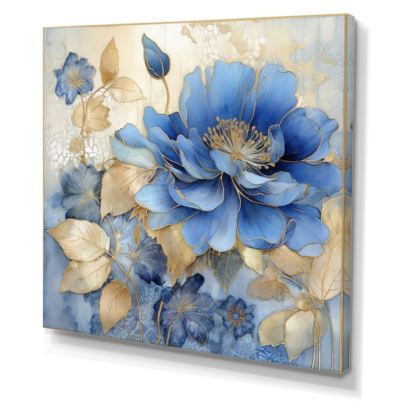 «Blooming Blue & White Chrysanthemum Flower I», reproduction sur toile, H 30 po x l 30 po x P 1 po, Toile tendue