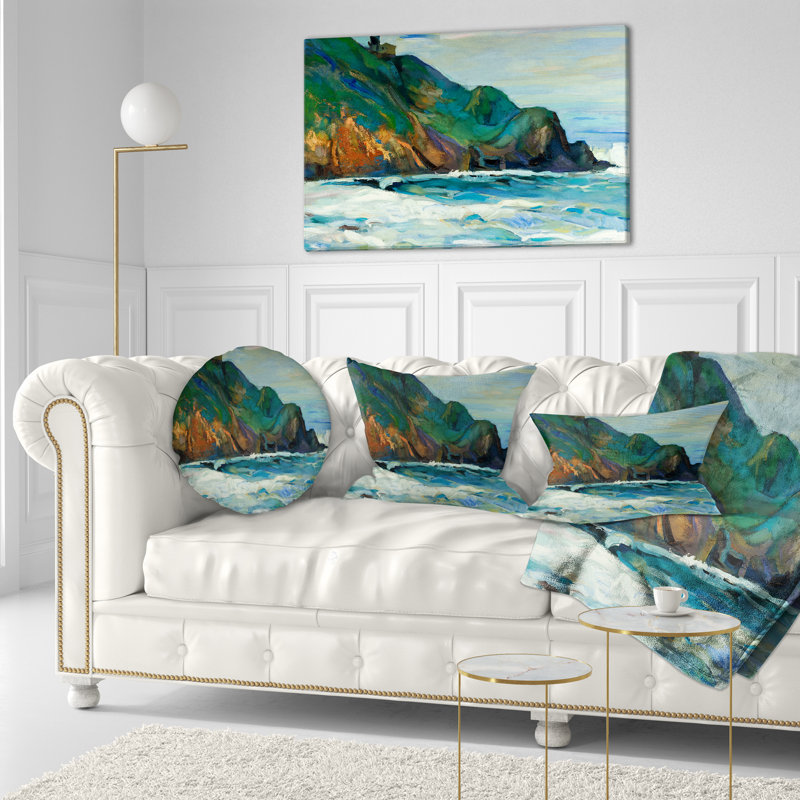 Lighthouse - Landscape Printed Throw Pillow