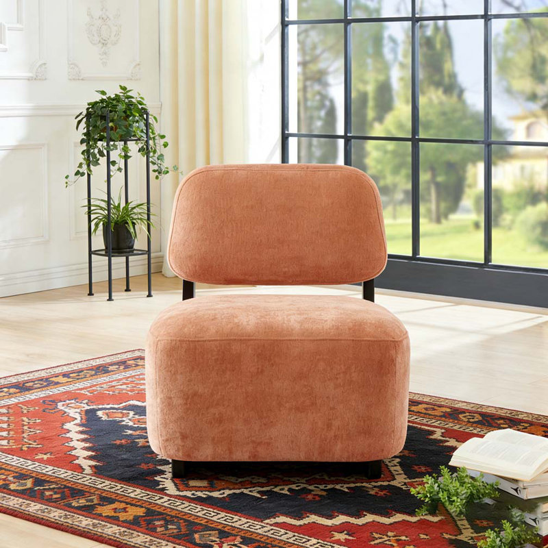 Chaise d'appoint moderne avec structure en bois massif, Orange