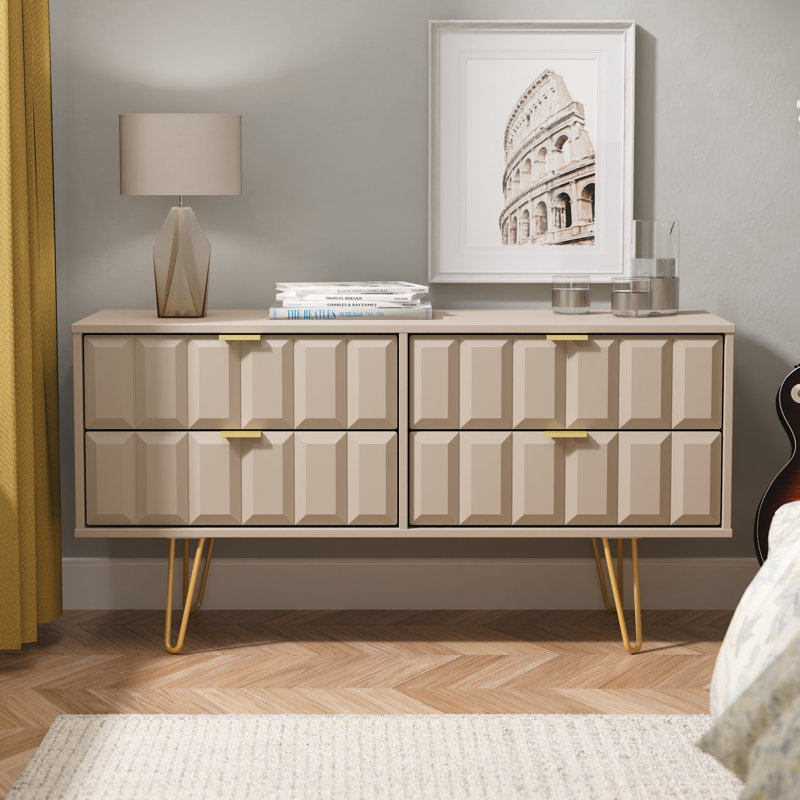 Allem 115 cm W Chest of 4 Drawers, Mushroom Matt