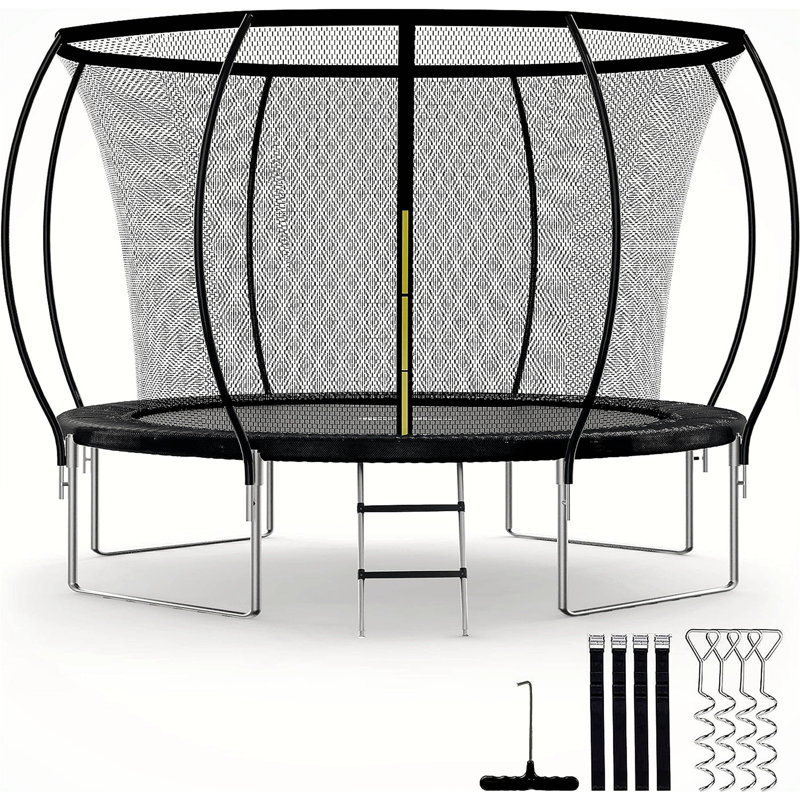 Trampoline de style roman avec filet d'enclos