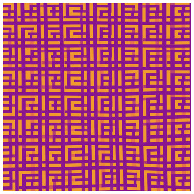 Édredon orange mauve et labyrinthe
