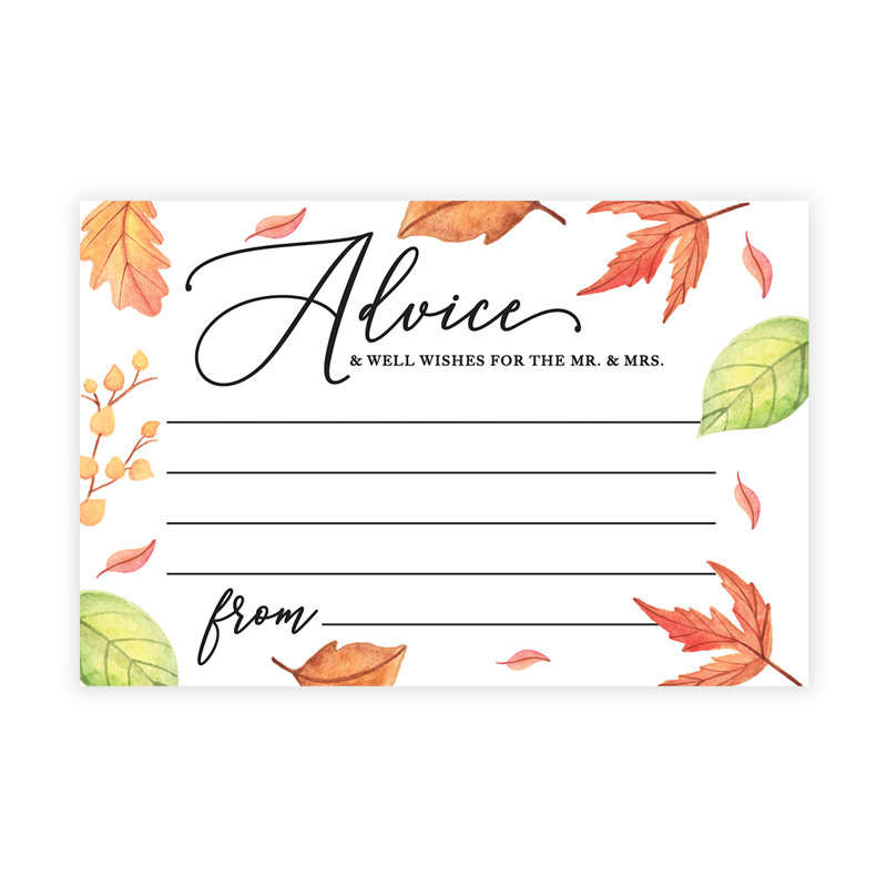 Feuilles d'automne, conseils de mariage et vœux de mariage pour les mariés, paquet de 56