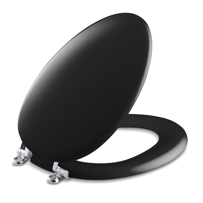 Kathryn® Elongated Toilet Seat, Black, Polished Chrome