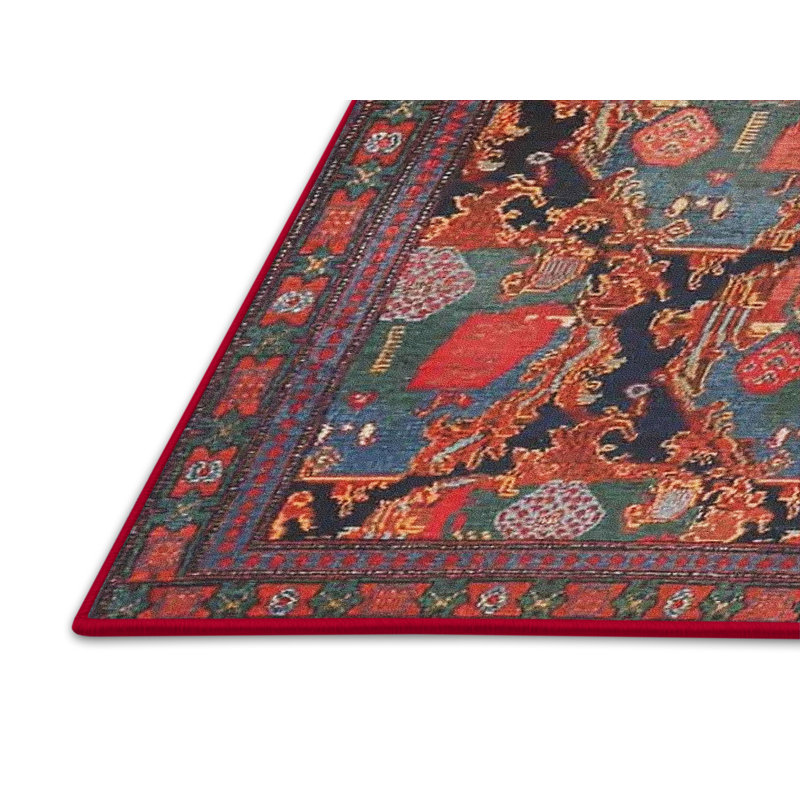 Tapis rouge traditionnel / noir / mauve, Rectangle 2 pi x 4 pi