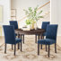 Bontrager Upholstered Nailed Trim Linen Parsons Dining Chairs with Solid Wood Legs