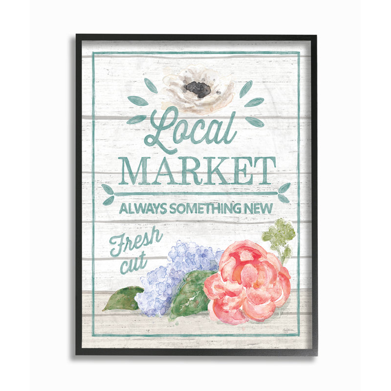 « local market fleurs rustique », impression, H 24 po x l 30 po x P 1,5 po, Giclée encadrée noir minuit
