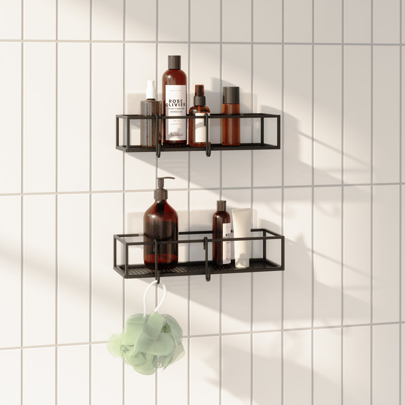 Black Iron Suction Mount Shower Caddy Set