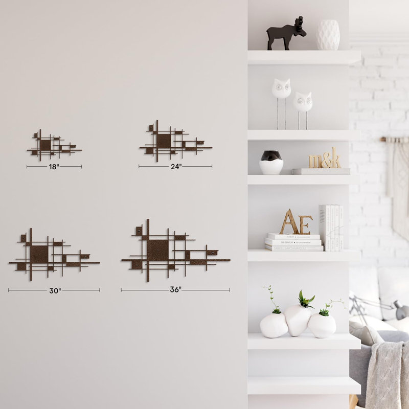 Décoration murale en métal, Bronze, H 15 po x l 30 po x P 0,05 po