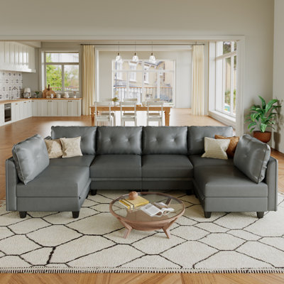 Tymarian Faux Leather U-Shaped Sectional Symmetrical
