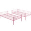 Lit superposé en métal rose simple au-dessus de la chambre à coucher moderne, structure en acier durable, silencieuse et grande capacité de charge, accès sûr aux escaliers, assemblage facile avec des instructions claires, pas de sommier tapissier