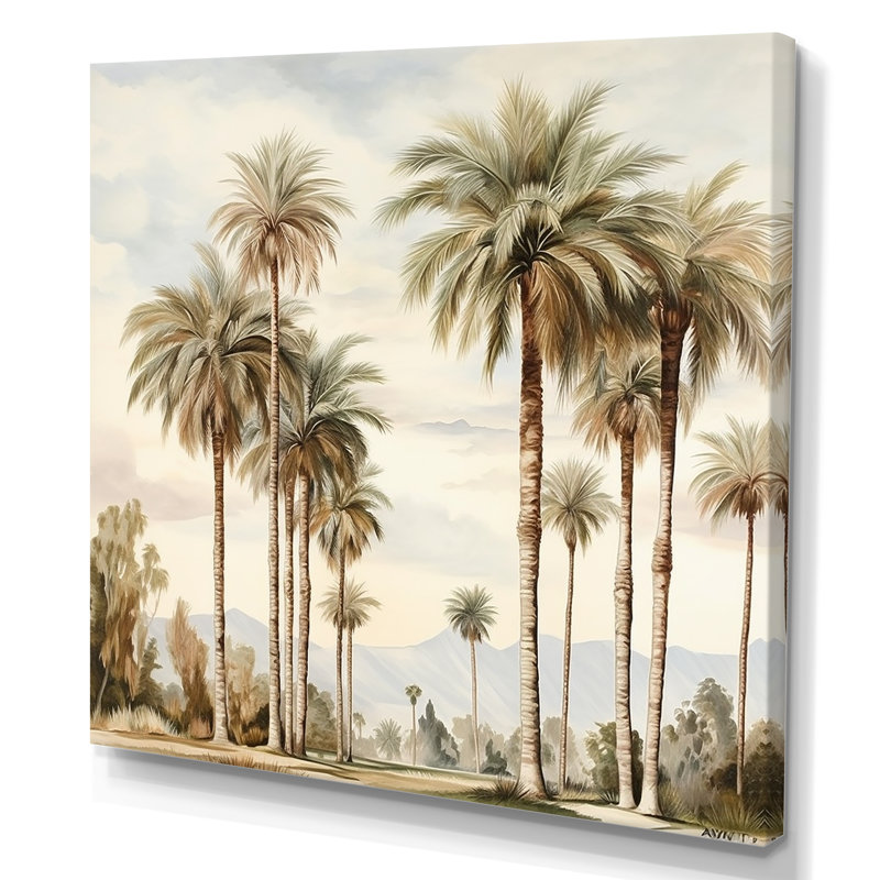 Palmiers sur la plage IV, Toile tendue, H 36 po x l 36 po x P 1,5 po