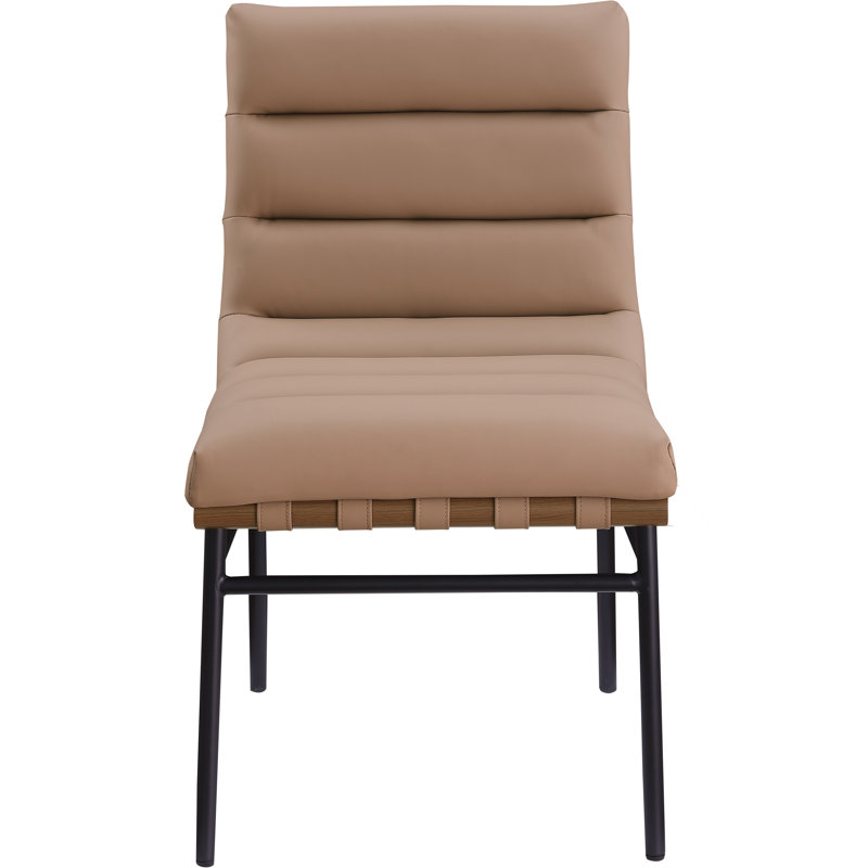 Burke 19'' H Upholstered Metal Side Chair, Tan Vegan Leather